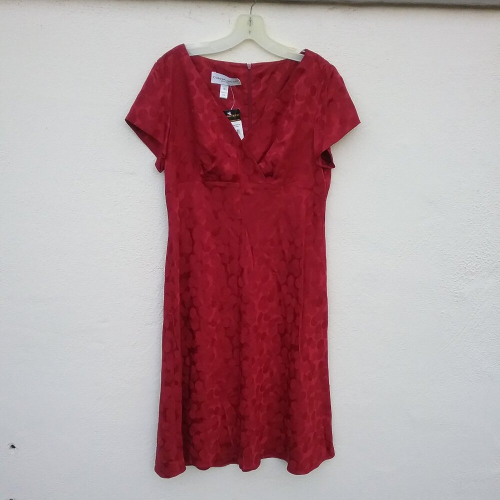 NWT Red Silk Party Dress - Size 10 Retro Classic Old Money 40s Party Holiday